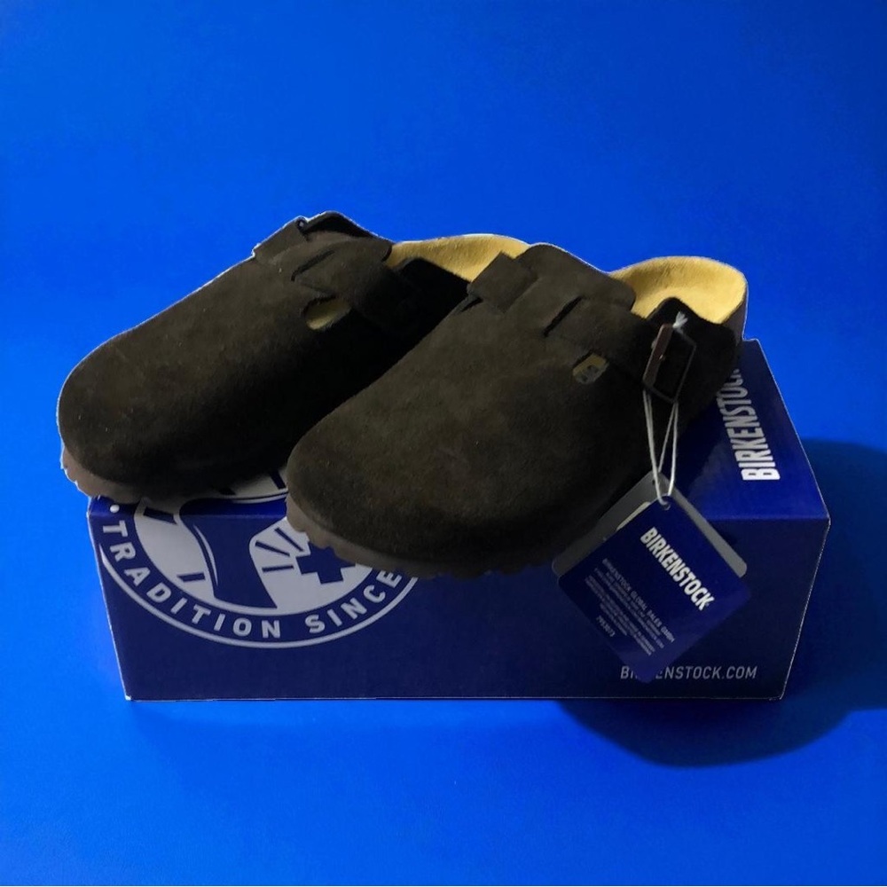⭐️Birkenstock Boston ⭐️Mocha Narrow Suede Mules - Picture 3 of 7